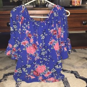 Blue floral top.